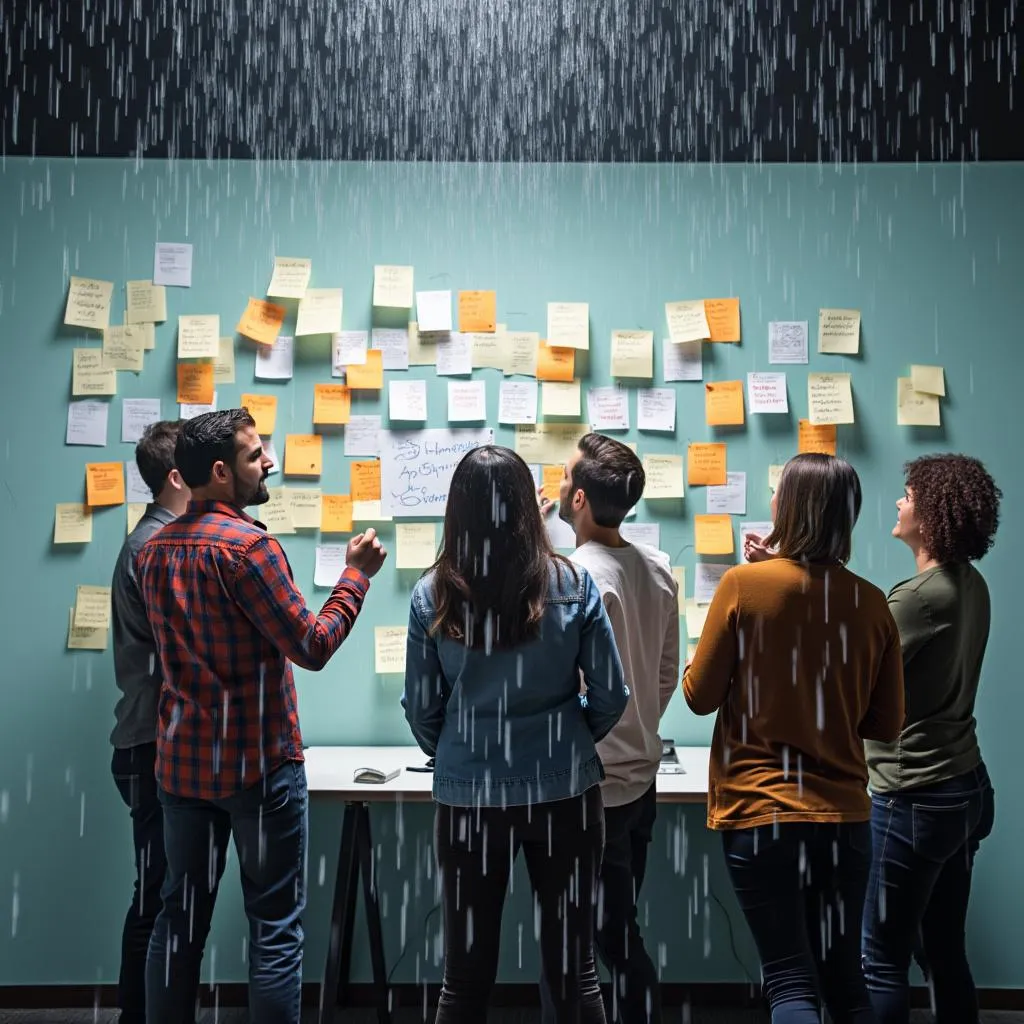 Sesión de brainstorming del equipo de InversorPro.