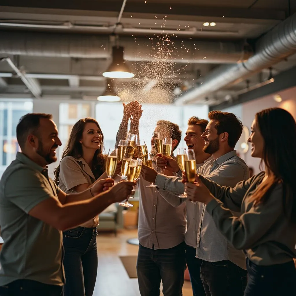 Celebración de una ronda de financiación exitosa.